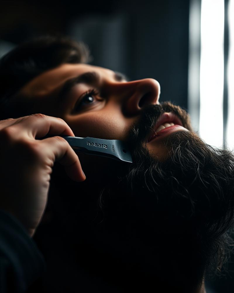 Acabamento de barba na navalha